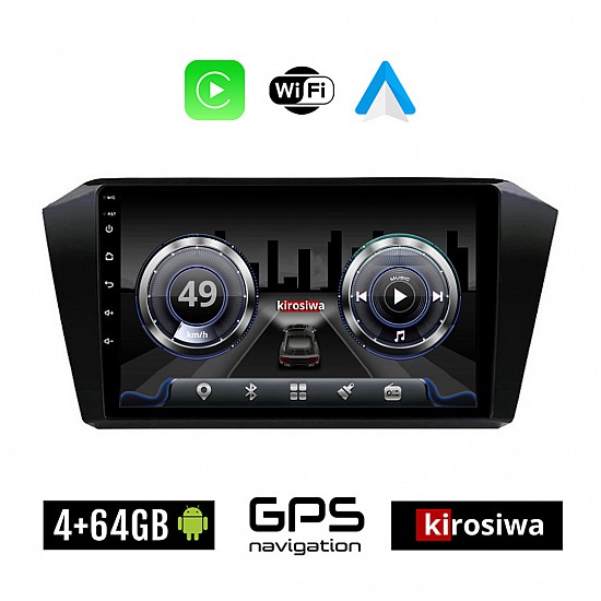 KIROSIWA 4+64GB Volkswagen PASSAT (μετά το 2016) Android οθόνη αυτοκίνητου 4GB με GPS WI-FI (VW ηχοσύστημα αφής 10" ιντσών OEM Youtube Playstore MP3 USB Radio Bluetooth Mirrorlink, 4x60W Apple Carplay Android Auto)