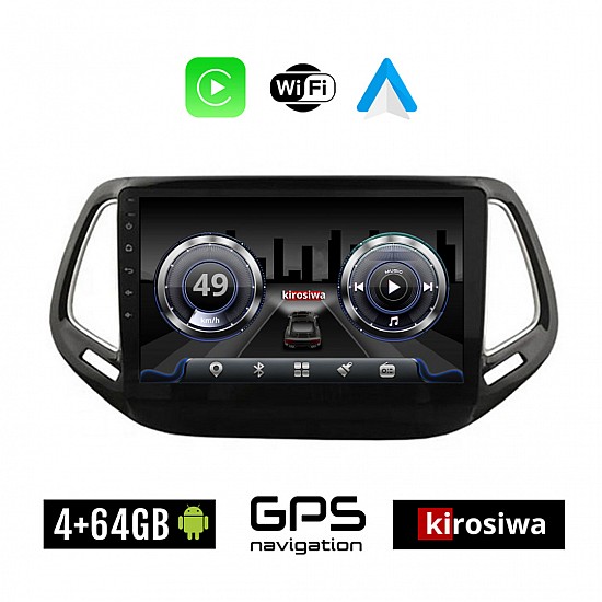 KIROSIWA 4+64GB JEEP COMPASS (μετά το 2017) Android οθόνη αυτοκίνητου 4GB με GPS WI-FI (ηχοσύστημα αφής 10" ιντσών OEM Youtube Playstore MP3 USB Radio Bluetooth Mirrorlink 4x60W Apple Carplay Android Auto)