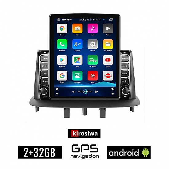 KIROSIWA RENAULT MEGANE 3 (2009-2014) Android οθόνη αυτοκίνητου 2GB με GPS WI-FI (ηχοσύστημα αφής 9.7" ιντσών OEM Youtube Playstore MP3 USB Radio Bluetooth Mirrorlink εργοστασιακή, 4x60W, AUX)