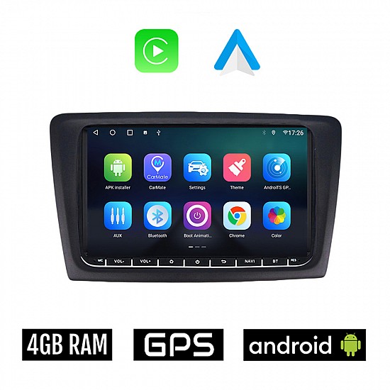 SEAT TOLEDO (2012 - 2017) Android 4GB οθόνη αυτοκίνητου με GPS WI-FI (ηχοσύστημα αφής 9" ιντσών OEM Youtube Playstore Apple Carplay Android Auto MP3 USB Radio Bluetooth Mirrorlink εργοστασιακή, 4x60W)