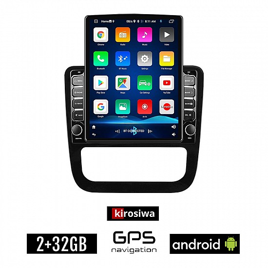 KIROSIWA VOLKSWAGEN EOS (2008 - 2014) Android οθόνη αυτοκίνητου 2GB με GPS WI-FI (ηχοσύστημα αφής 9.7" ιντσών Youtube Playstore MP3 USB Radio Bluetooth Mirrorlink VW εργοστασιακή, 4x60W μαύρο)