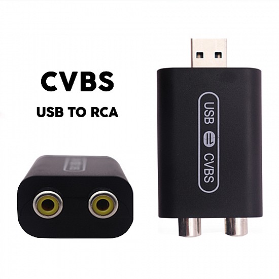 Kirosiwa USB σε δύο RCA Video Output αντάπτορας CVBS (οθόνη αυτοκινήτου λεωφορείο 2x RCA φορτηγό adapter μετατροπέας εικόνας βίντεο προσκέφαλα Android 7" οθόνη 9" ηχοσύστημα 10" ιντσών επαγγελματικό βανάκι ΟΕΜ φορτηγό τροχόσπιτο επιβατικό)