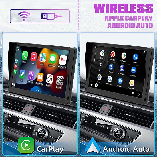 Media Station αυτοκινήτου με οθόνη αφής 9" ιντσών, Apple CarPlay, Android Auto, DVR καταγραφική κάμερα, Bluetooth, USB, microSD (Ελληνική πλοήγηση GPS βεντούζα τζάμι παρμπρίζ camera κάμερα οπισθοπορείας Car Play FM transmitter ηχοσύστημα)