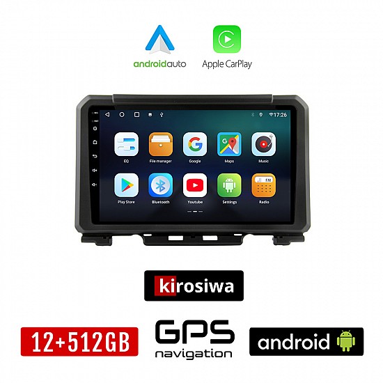 KIROSIWA SUZUKI JIMNY (μετά το 2018) Android οθόνη αυτοκίνητου 12GB + 512GB με GPS WI-FI (ηχοσύστημα αφής 9" ιντσών OEM Android Auto Apple Carplay Youtube Playstore MP3 USB Radio Bluetooth Mirrorlink εργοστασιακή, AUX, 4x60W)