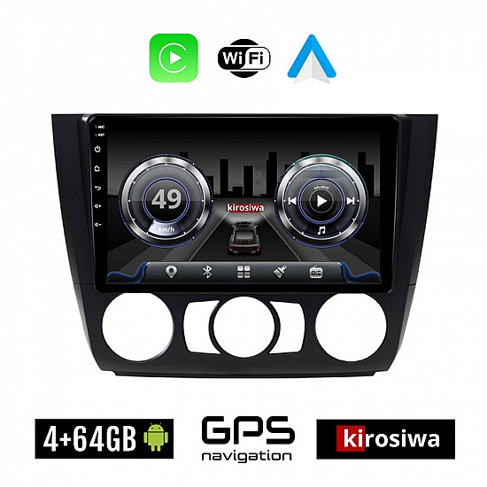 KIROSIWA 4+64GB BMW E81 (E82, E87, E88) 2004 - 2013 Android οθόνη αυτοκίνητου 4GB με GPS WI-FI E81 ηχοσύστημα αφής 9" ιντσών OEM Youtube Playstore MP3 USB Radio Bluetooth Mirrorlink 4x60W Apple Carplay Android Auto)